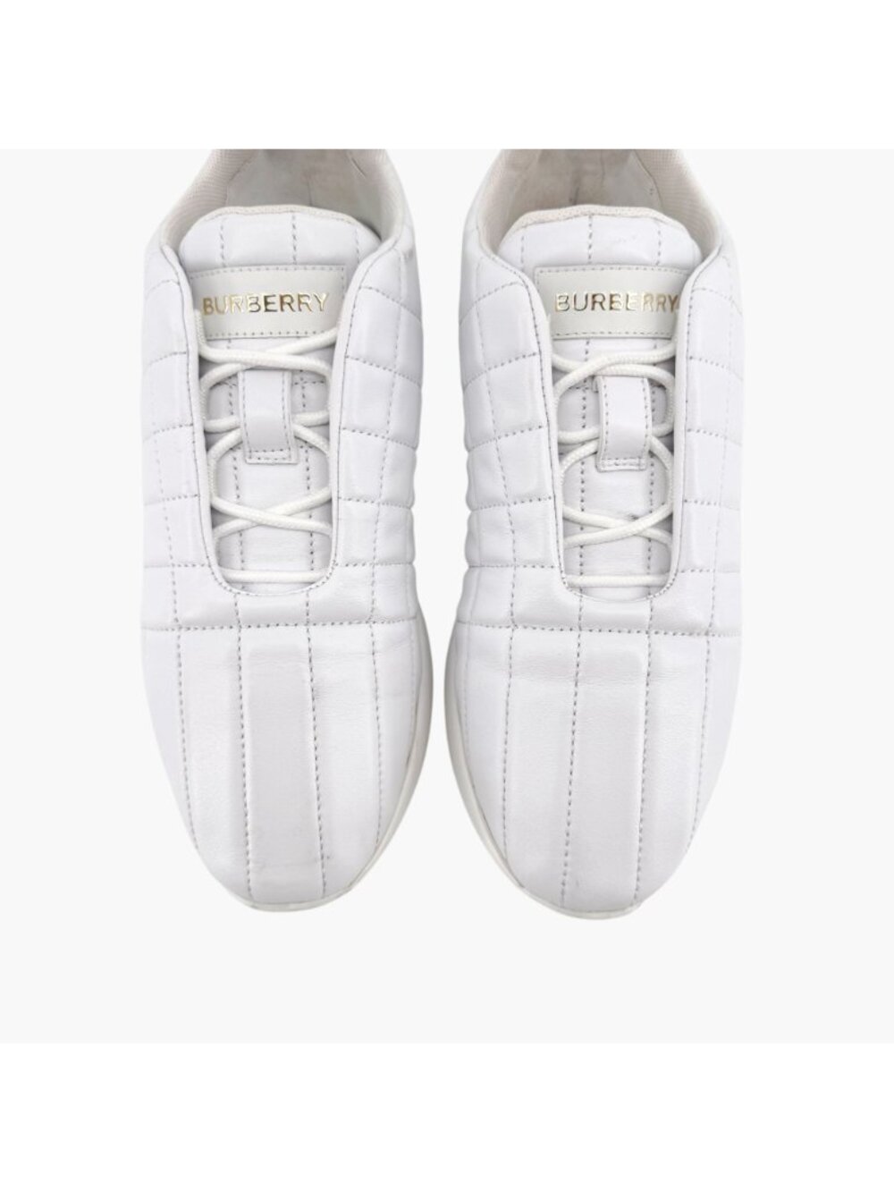 Burberry Quilted Sneakers EU 39 US 9 White Leather Low Top Runner Lace Up Shoe - Picture 4 of 13